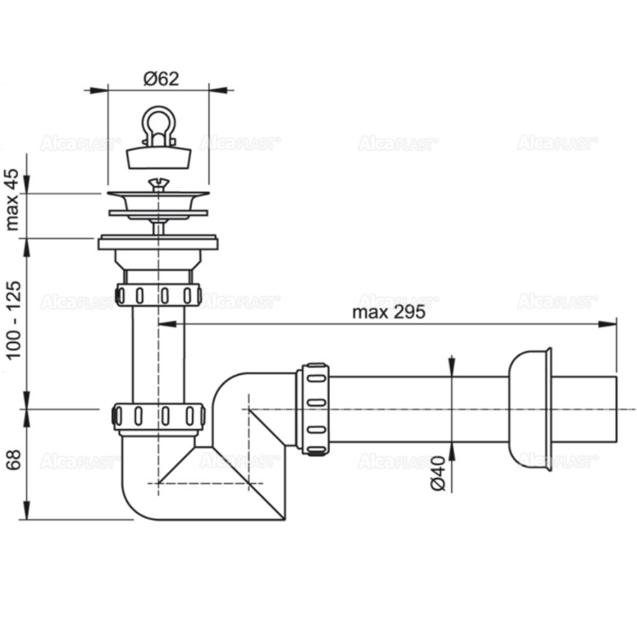 Сифон для умывальника Alca Plast AlcaPlast A412-DN40