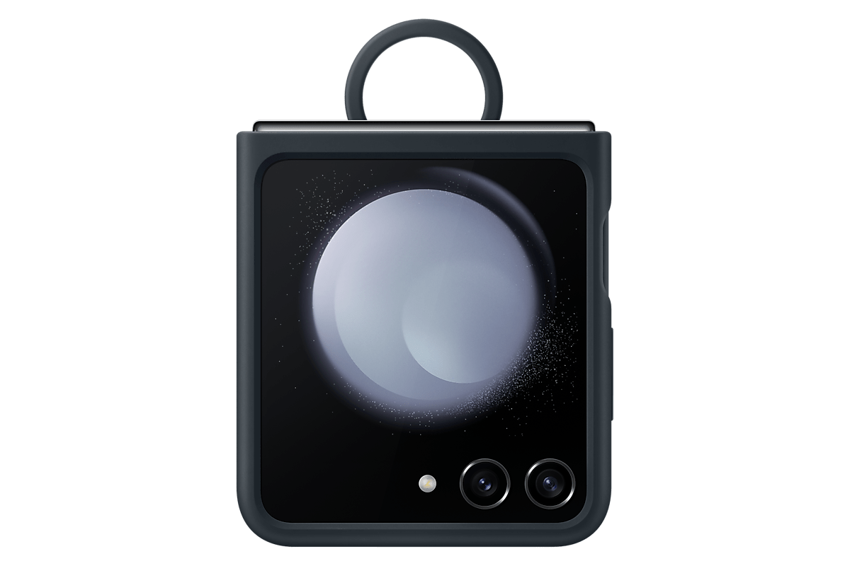 Чехол Samsung Silicone Case with Ring Flip5, темно-синий