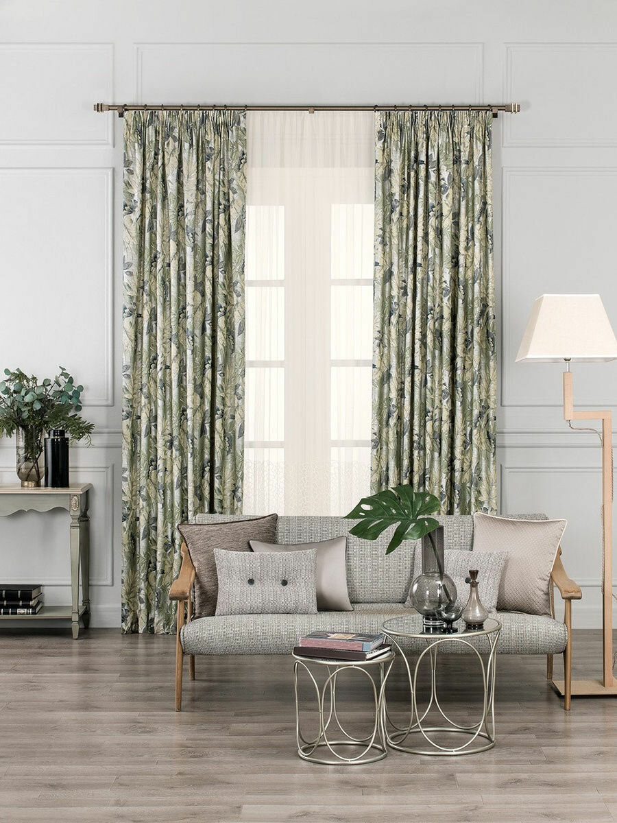 фото Штора для гостиной спальни и зала длинная жаккард