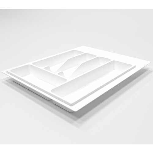 Лоток для столовых приборов, органайзер для столовых приборов в ящик 400 мм, белый, 390(340)х495х45 мм