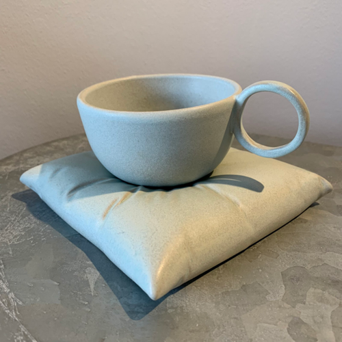Керамическая кофейная пара “Pillow” голубая