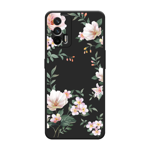 Матовый силиконовый чехол на Realme Q3 Pro / Реалми Q3 Pro Beautiful white flowers, черный матовый силиконовый чехол нарисованные пальмовые листья на realme q3 pro реалми q3 pro