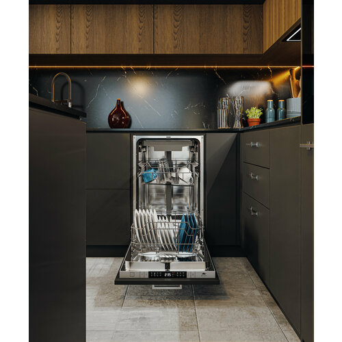Встраиваемая посудомоечная машина MILLEN MDW 451, Управление Электронное, ширина 45 см, 3 лотка, 10 комплектов, Express, Интенсивная мойка, Экстрасушка, Энергосберегающая мойка, Отложенный старт 24ч, AquaStop