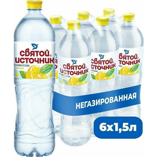 Вода Святой Источник питьевая негазированная лимон, 6 шт по 1,5 л