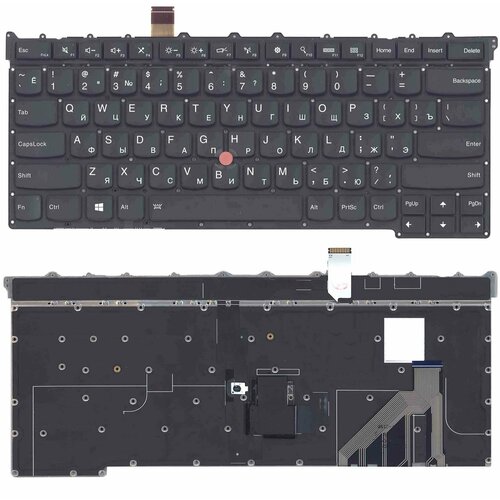 Клавиатура для ноутбука Lenovo ThinkPad X1 carbon Gen 3 2015 черная c подсветкой клавиатура топ панель для ноутбука lenovo thinkpad x1 carbon gen 2 2014 черная с черным топкейсом и подсветкой
