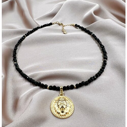 Колье, стекло, длина 35 см, черный