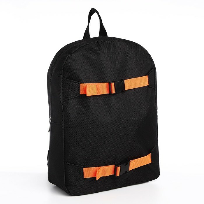 NAZAMOK Рюкзак школьный текстильный с креплением для скейта, 38х29х11 см, 38 х см, цвет чёрный чёрный, отдел на молнии, цвет красный