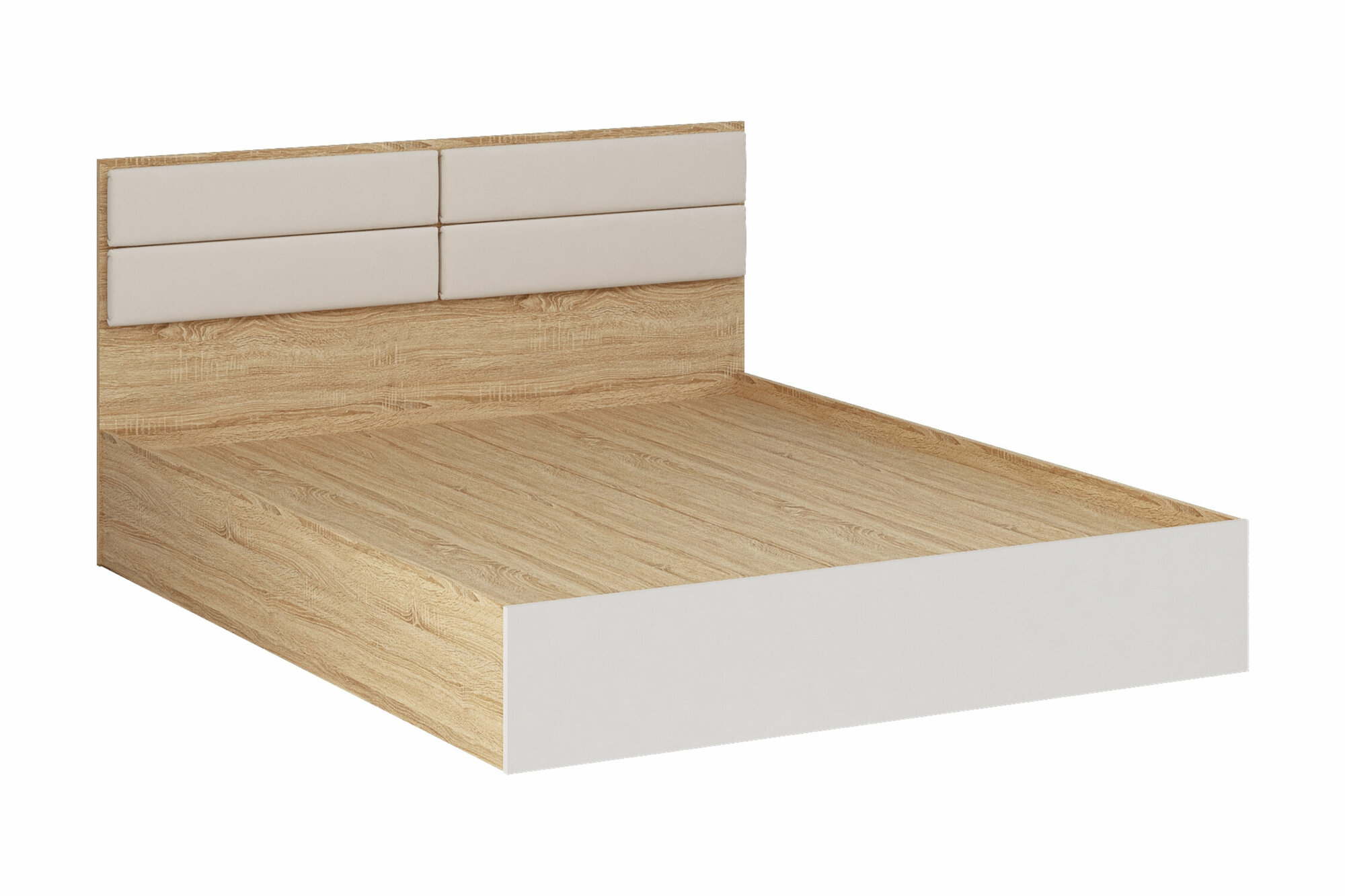 фото Кровать с мягким изголовьем Интерьер-Центр Норд 1.6 м дуб сонома / белый 203.2х164.2х90 см