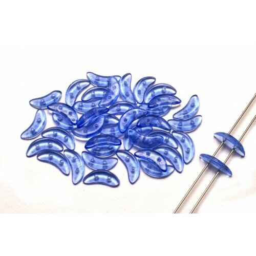 Бусины Crescent beads 10х3мм, цвет 0310-30050 Sapphire, 708-021, 5г (около 40 шт)