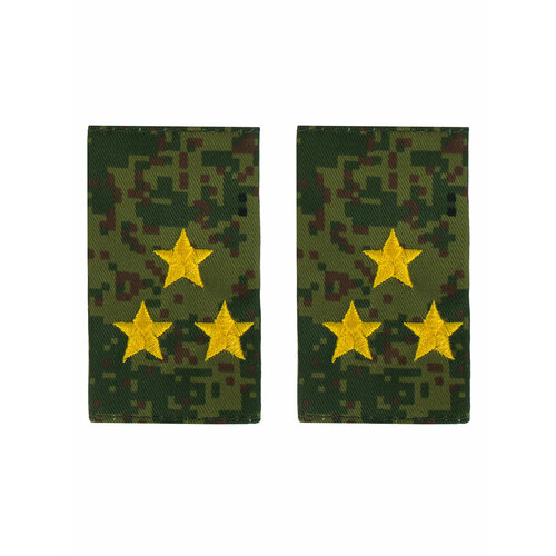 Фальш-погоны камуфляж Зелёная цифра жёлтые звезды 9х5 см Звание Полковник