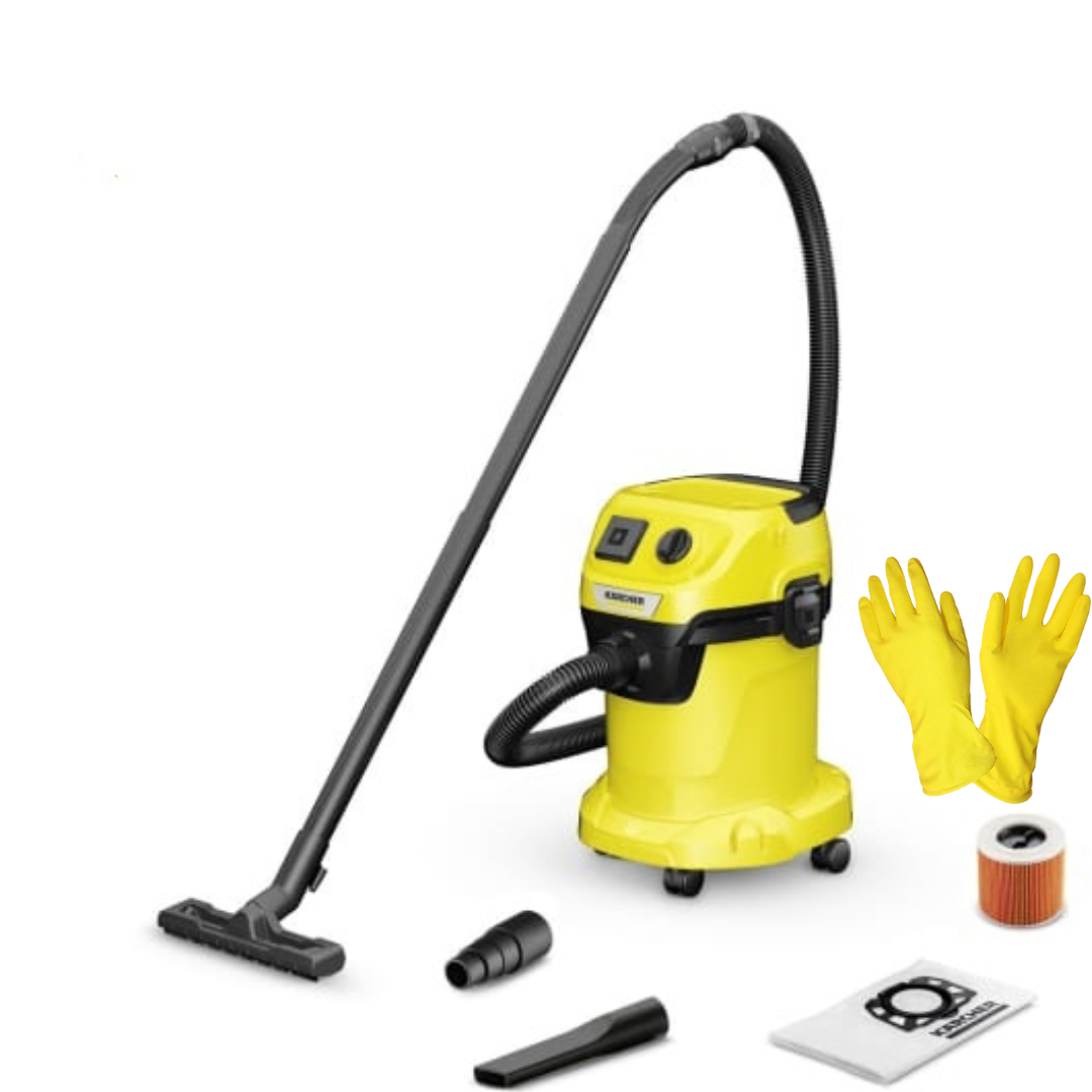 Пылесос с розеткой Karcher WD 3 P V-17/4/20 1.628-170+латексные перчатки