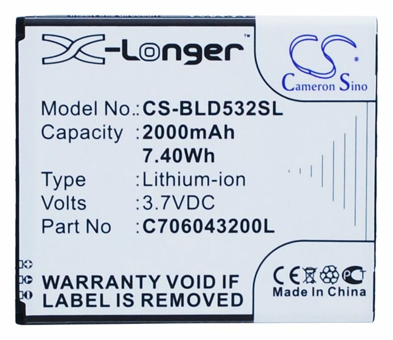 Аккумулятор Cameron Sino CS-BLD532SL для Explay Fresh, Micromax A120