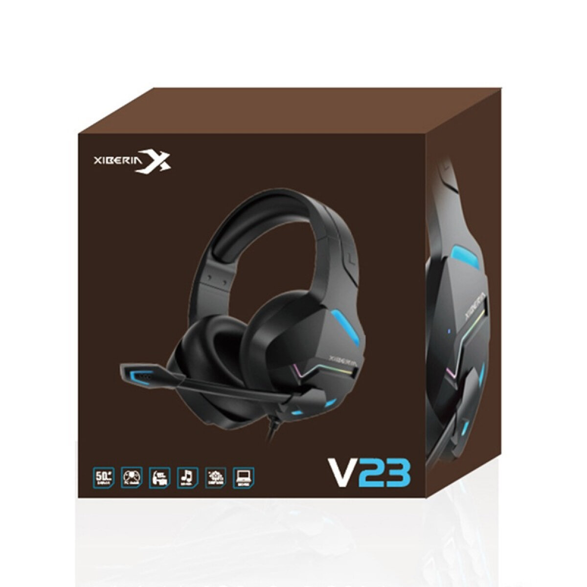 Наушники игровые с микрофоном Xiberia v23 мониторные USB для ПК черные с RGB-подсветкой — фото 7