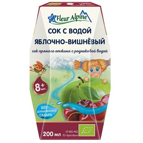 Сок Fleur Alpine с природной родниковой водой "Яблочно-вишневый", 200мл - фото №17