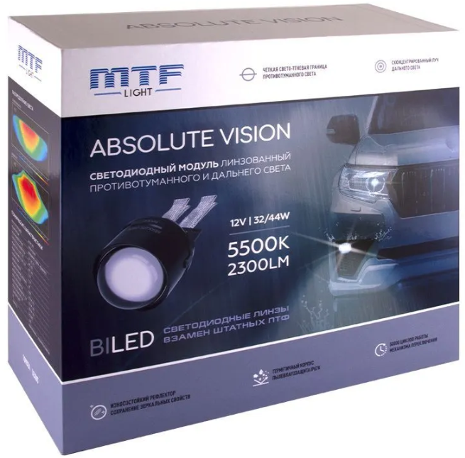 Светодиодные линзы для ПТФ MTF Light серия ABSOLUTE VISION - Nissan, Infiniti (2шт)