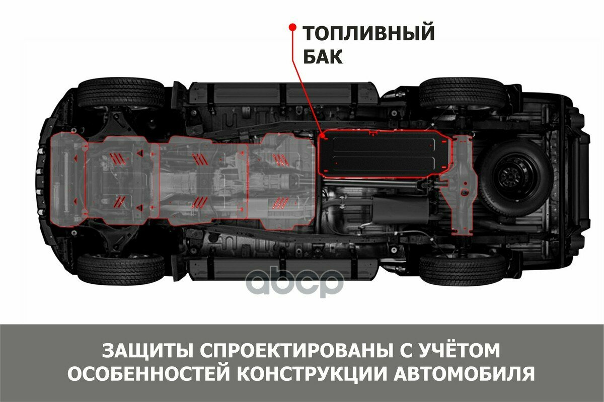 Защита топливного бака АвтоБроня для Haval Jolion ркпп FWD 2021-н в сталь 15 с крепежом ампованная 111094221