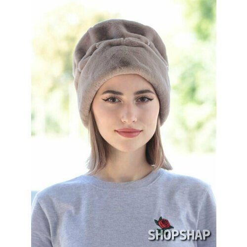 фото Шапка shopshap шапка shopshap марика, цвет: бежевый, размер головы (см.): 57, размер 57, бежевый