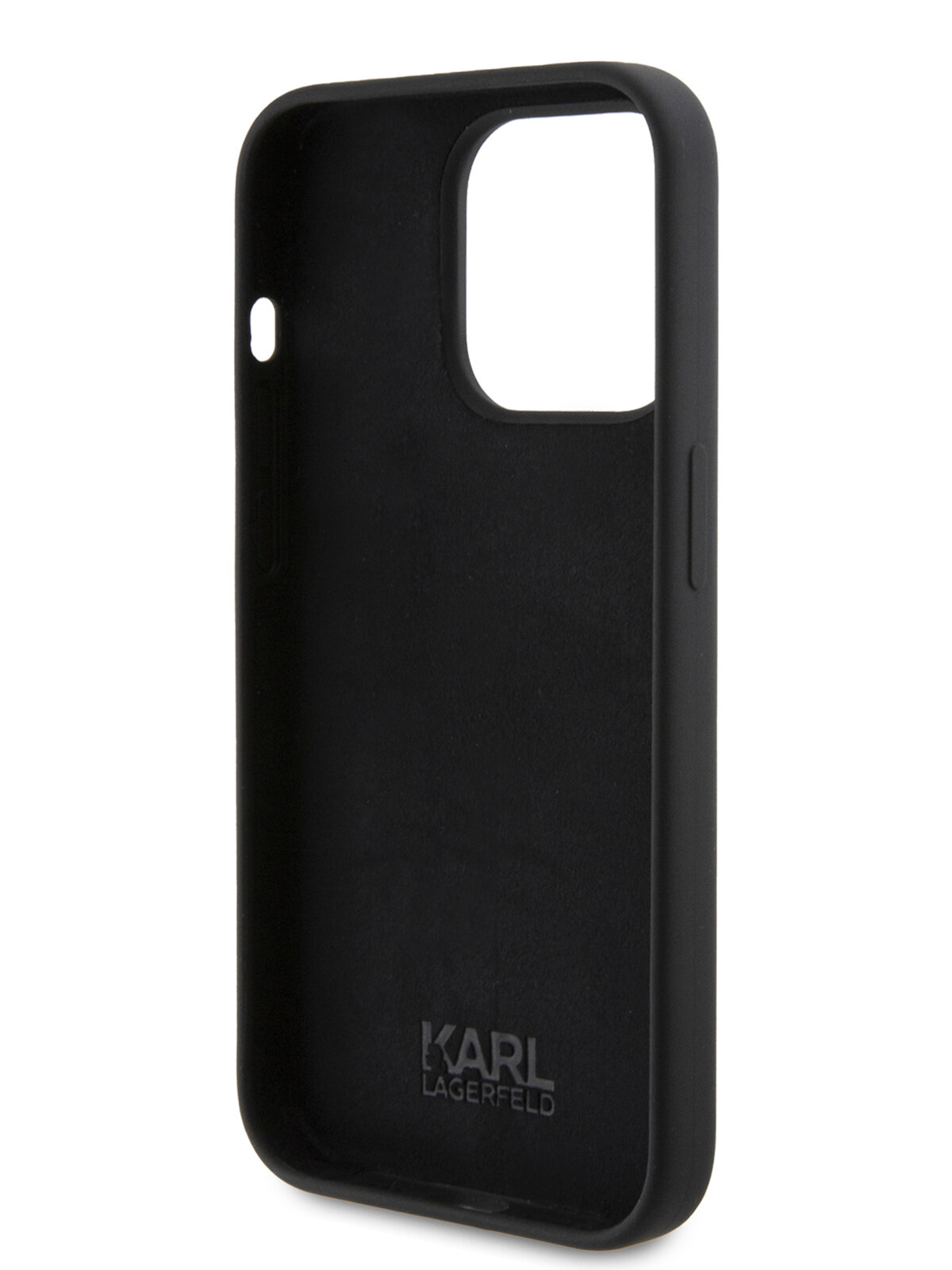 Karl Lagerfeld для iPhone 15 Pro чехол Liquid Silicone Metal Autograph Hard Black