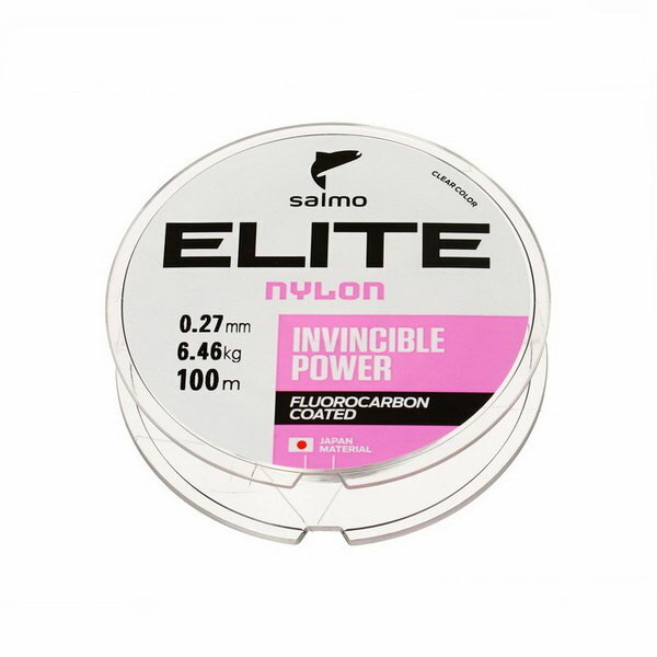 Леска монофильная Elite FLUORO COATED NYLON, диаметр 0.27 мм, тест 6.46 кг, 100 м, прозрачная