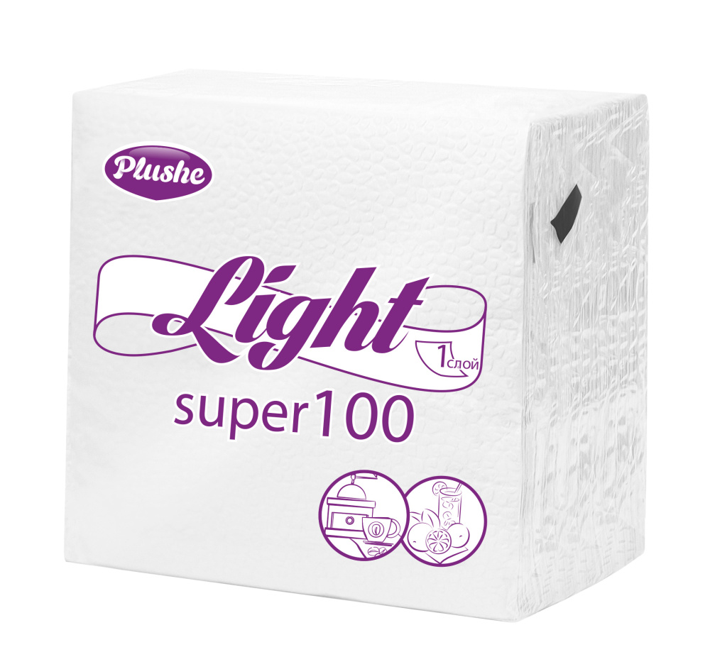 Салфетки Plushe Light Super однослойные, 75 листов, белые, 1 упак - фотография № 4