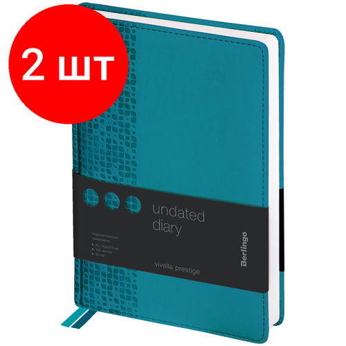 Комплект 2 шт, Ежедневник недатированный, А5, 160л, кожзам, Berlingo Vivella Prestige, аквамарин комплект 2 шт ежедневник недатированный а5 160л кожзам berlingo vivella prestige коричневый