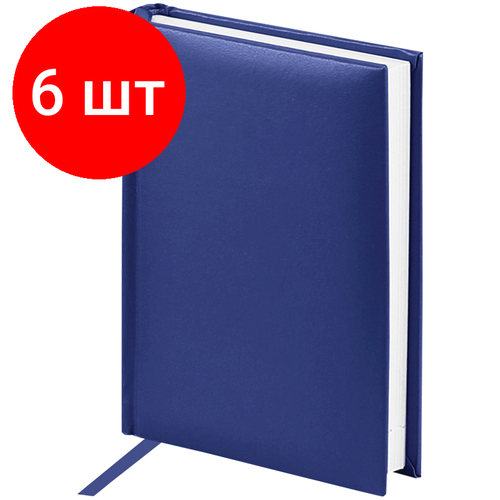 Комплект 6 шт, Ежедневник недатированный, А6, 160л, балакрон, OfficeSpace Ariane, синий