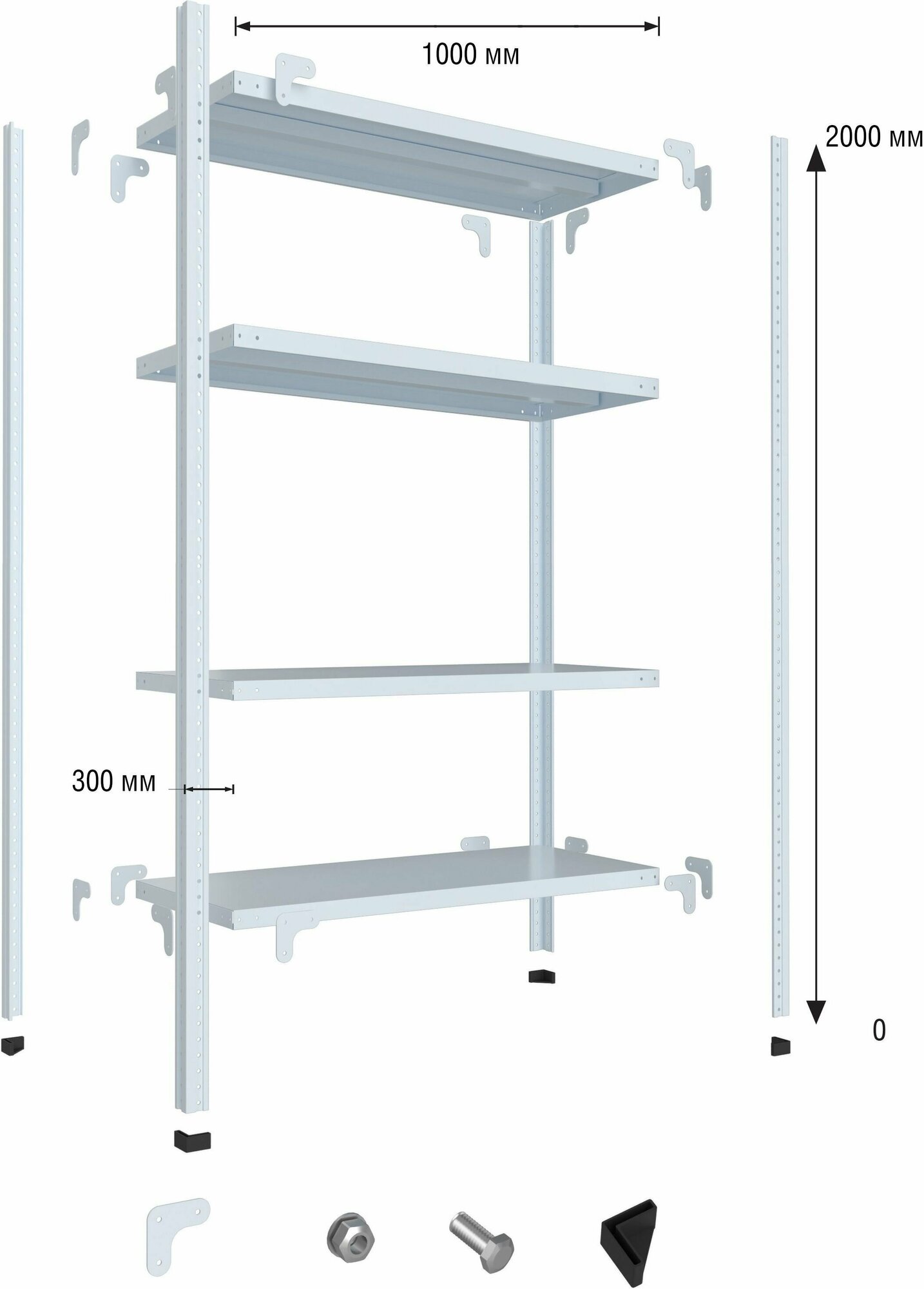 фото Стеллаж универсальный STRONG OMS234 металл 200х100х30 см серый