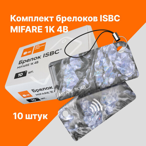 Брелок ISBC, глянцевая фактура, 10 шт., серый