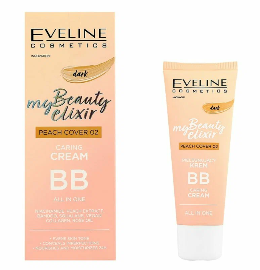 EVELINE MY BEAUTY ELIXIR Ухаживающий ВВ-крем Peach Cover №02 Dark 30мл