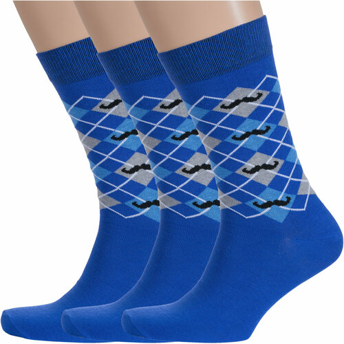 фото Носки борисоглебский трикотаж, 3 пары, размер 29, синий