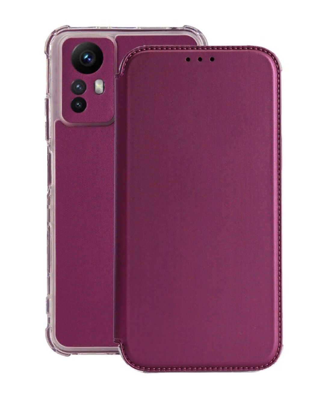 Чехол книжка на Xiaomi Redmi Note 12S 4G бордовый