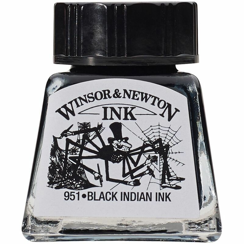 Тушь Winsor&Newton для рисования, черный, стеклянный флакон 14мл