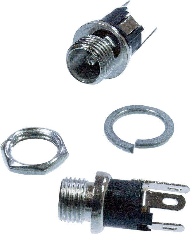 Гнездо DС5,5/2,1 (DJK-04A) панель, металл, гайка