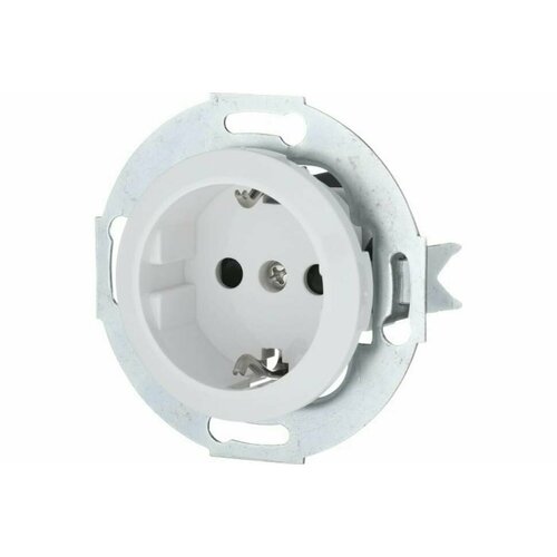 Розетка LK Studio с заземляющим контактом, со шторками, белый, LK Vintage 883204-1