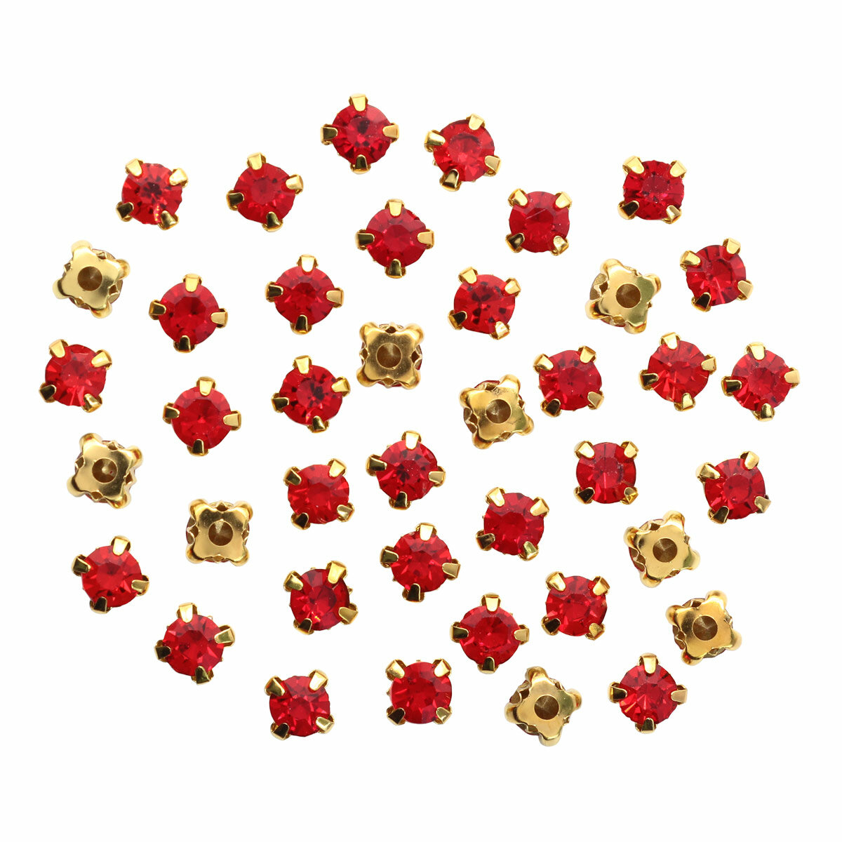 Хрустальные стразы в цапах Astra&Craft, 6 мм, золото, 4AR169/176 (11 красный), 40 шт