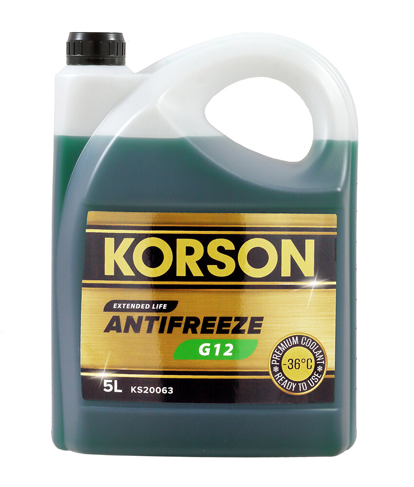 Антифриз готовый раствор G12 -36 зеленый 5л KORSON KS20063