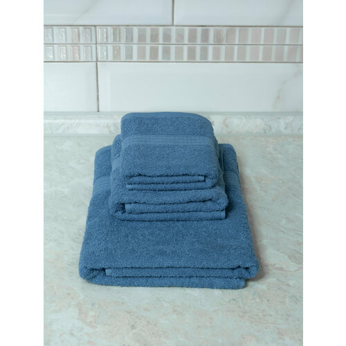 Полотенце махровое набор 3 шт Синий