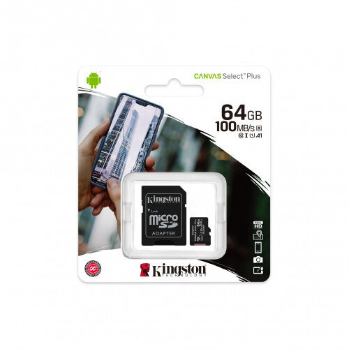 Карта памяти microSD 64 ГБ Kingston Class 10 Canvas Select Plus ( SDCS2/64GB )