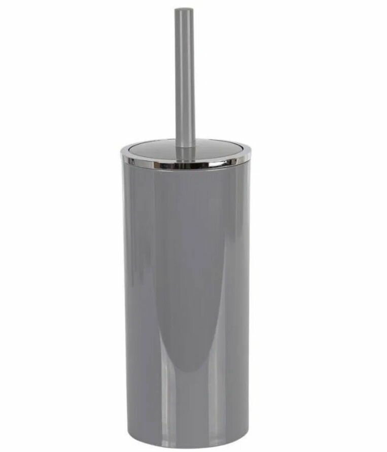 Ершик для унитаза Primanova M-E34-07 серия LENOX, форма цилиндр, цвет серый, материал ABS пластик, размер 10,5x10,5x33 см, крепление напольное