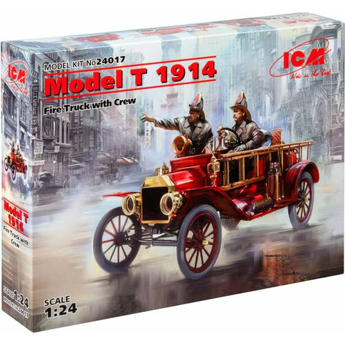 Сборная модель автомобиля ICM Американский пожарный автомобиль Ford Model T 1914 с экипажем (1/24) 24017 фототравление микродизайн ford model t 1913 speedster icm 1 24