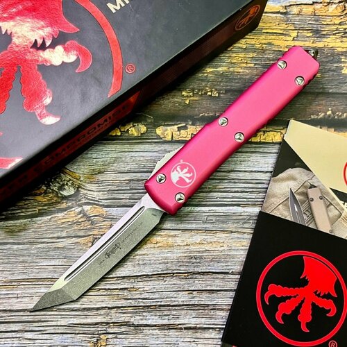 фото Нож складной microtech mct12310pk ultratech, tanto blade, pink handle нет бренда
