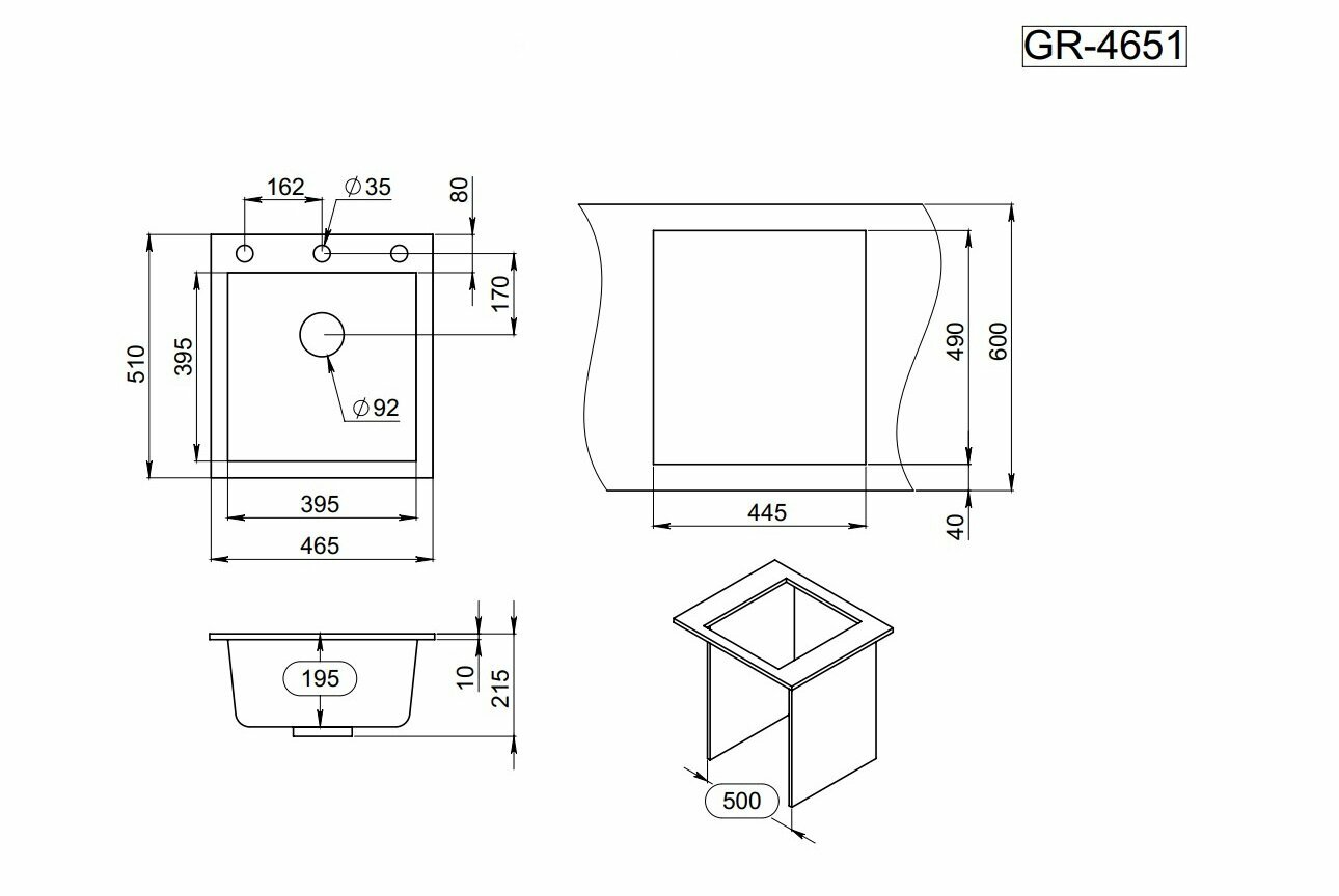 Кухонная мойка GRANULA 4651, пирит, кварц - фотография № 8