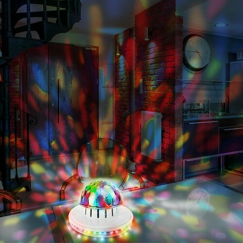 Диско-лампа светодиодная Летающая тарелка , мультисвет, цвет белый