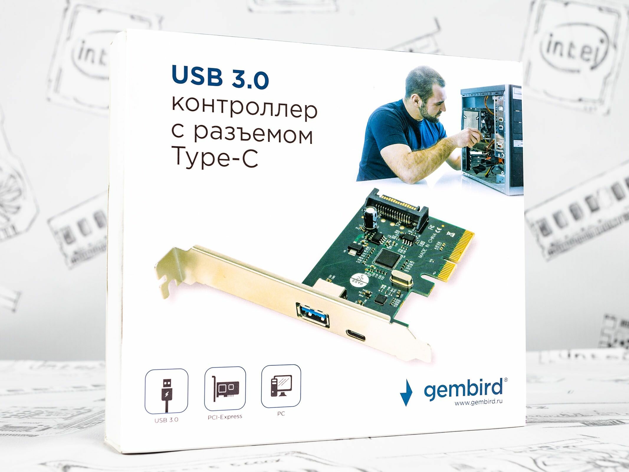 Контроллер USB31 Gembird SPCR-02 PCI-Express на USB Type-C + USB Af 30 внешние чипсет Asmedia ASM1142