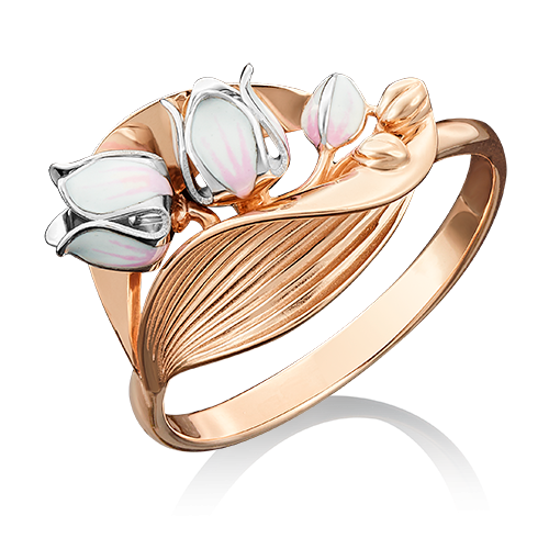 фото Кольцо diamant online, белое золото, 585 проба, эмаль, размер 17, белый