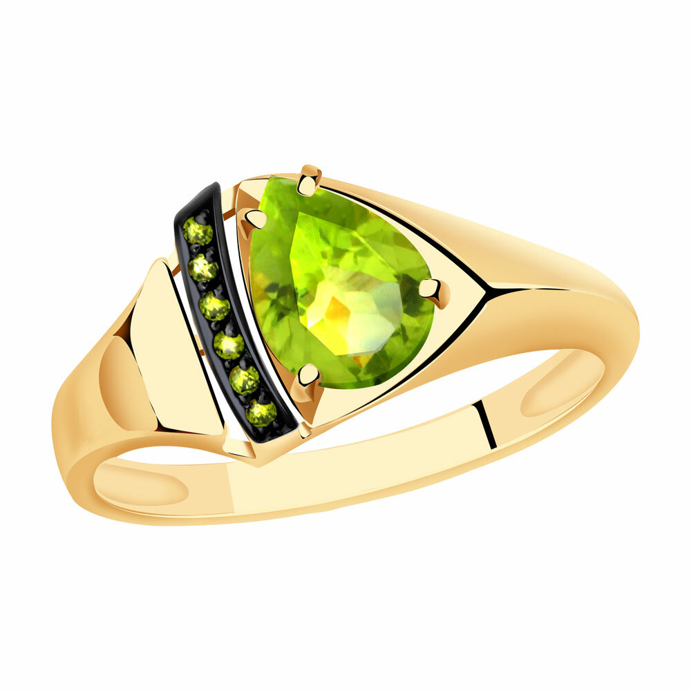 Кольцо Diamant online, золото, 585 проба, хризолит, фианит