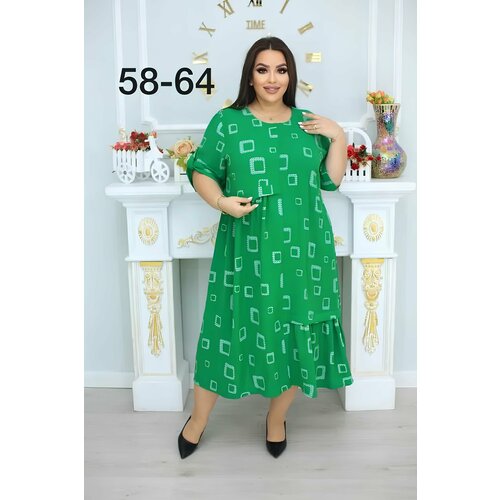 Платье Tango Plus, размер 58, зеленый платье mimpi lembut нарядное размер 110 ог 60 бежевый экрю