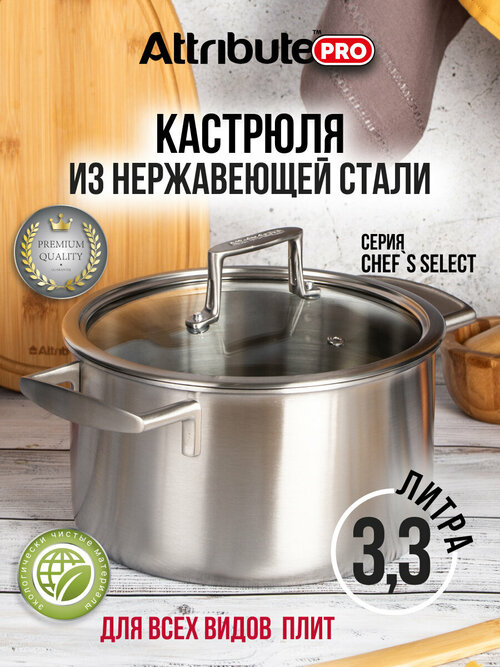 Кастрюля Chef`s Select 3,3 л с крышкой Attribute Pro