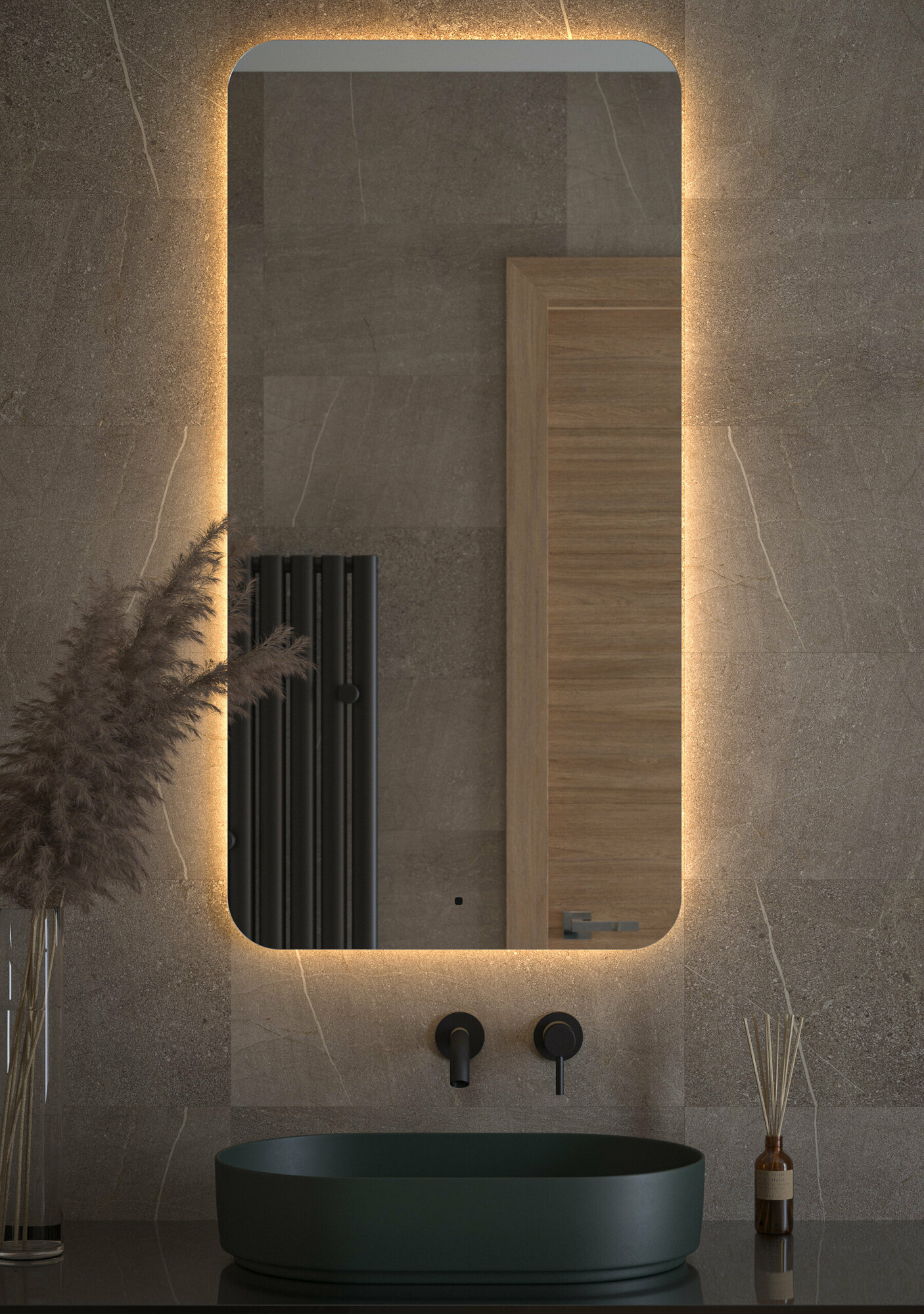 Зеркало Defesto Opti 60x120 с LED-подсветкой, ИК выключатель - фото №3