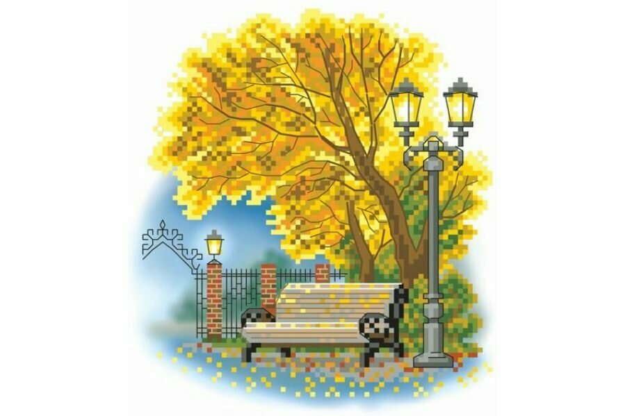 Канва с рисунком для вышивания крестом искусница Осенний парк, 21*21см, 1шт